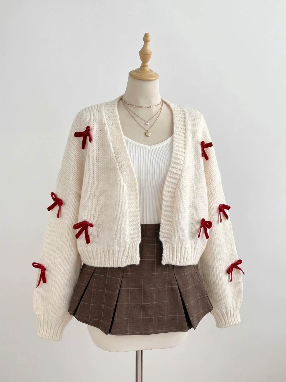 ZARA Autumn Winter Loose Long Sleeve Bow Relaxed Trendy Versatile Knit Outerwear